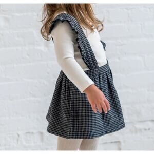 Colored Organics Ammie Flannel Skirt Ruffle Suspenders + Thea Pointelle Bodysuit